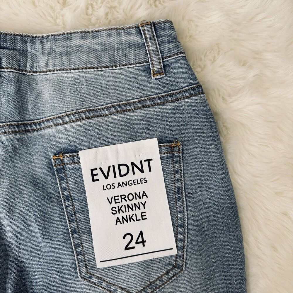 Evidnt Verona Skinny Ankle Jeans 24 (24x25.5) Blue Distressed Denim Womens - Picture 8 of 9